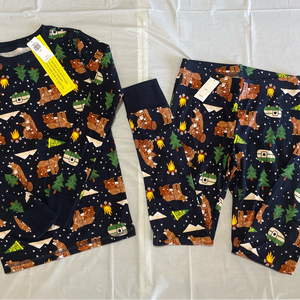 Old Navy Kids Pajama Set with Bear and Tree Print